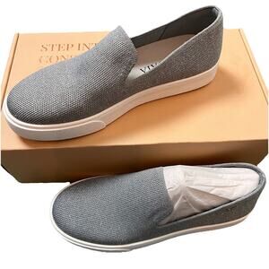 NIB Vivaia Womens V-Tune Gray Sparkle Classic Slip On Sneakers Size 8 NWT